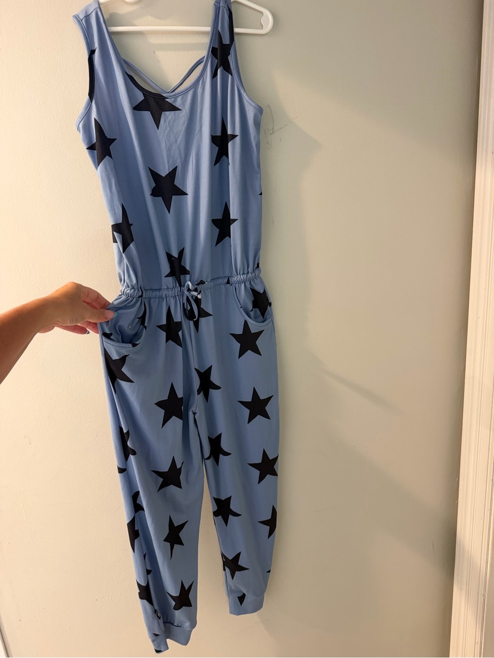 Pixie Lane Blue Star Print Kids Jumpsuit size 11/12